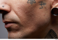 Mouth Cheek Skin Man White Tattoo Piercing Slim Wrinkles Studio photo references